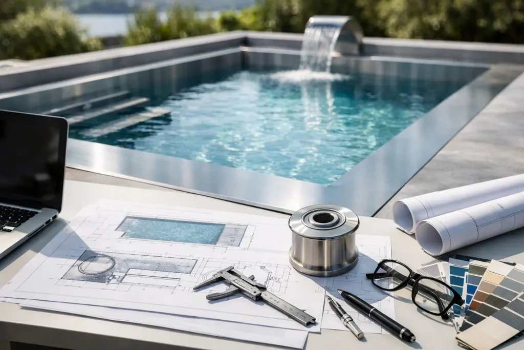 Edelstahlpool Ausstattung mit System planen