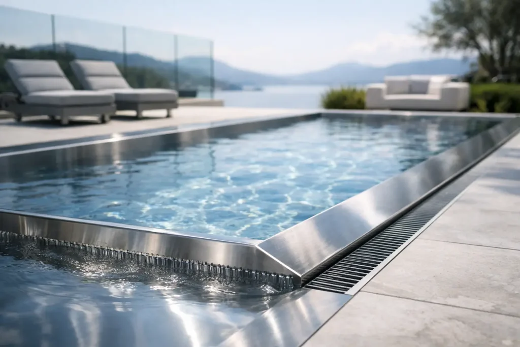 Edelstahlpool mit Überlaufrinne im Vergleich