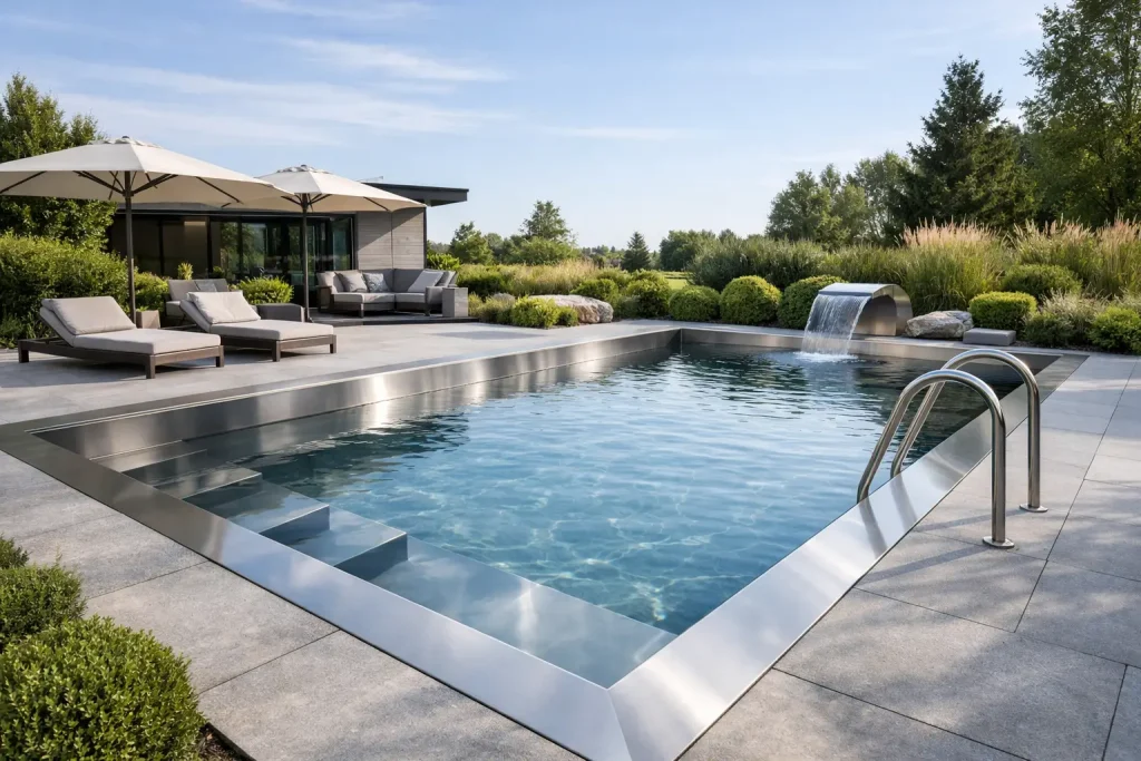 Exklusiver Edelstahlpool für den Garten