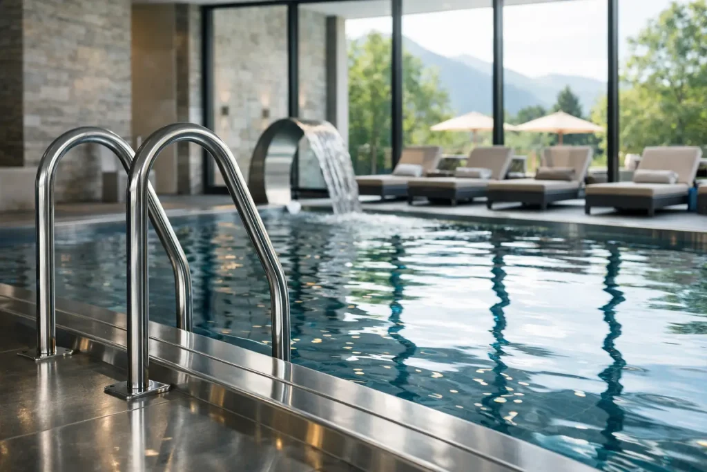 Schwimmbecken aus Edelstahl im Hotel