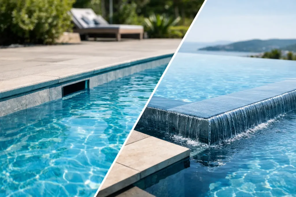 Skimmerbecken versus Überlaufbecken im Vergleich